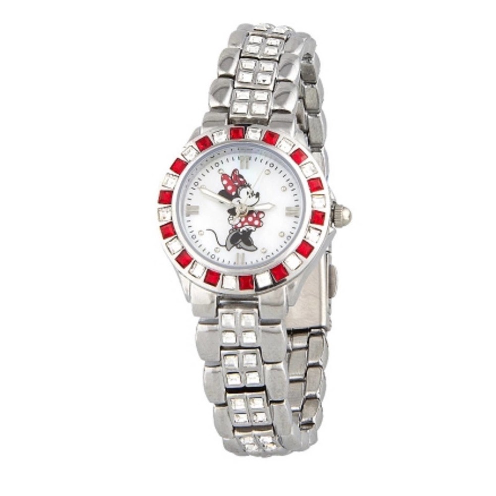 Disney Minnie Mouse watch with clear & red crystals